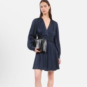 The Kooples NWT woven navy mini dress 💯 viscose Retail $325 size 0 Fr / US XS